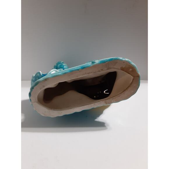 Vintage German Wind Up Clock with Girl in Dress Robin Egg Blue Made in Germany - Picture 9 of 10